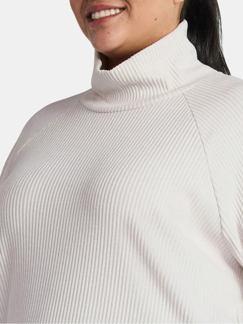 Avia Women's and Women's Plus Corded Mock Neck Pullover with Long Sleeves, Sizes XS-4X | Walmart (US)