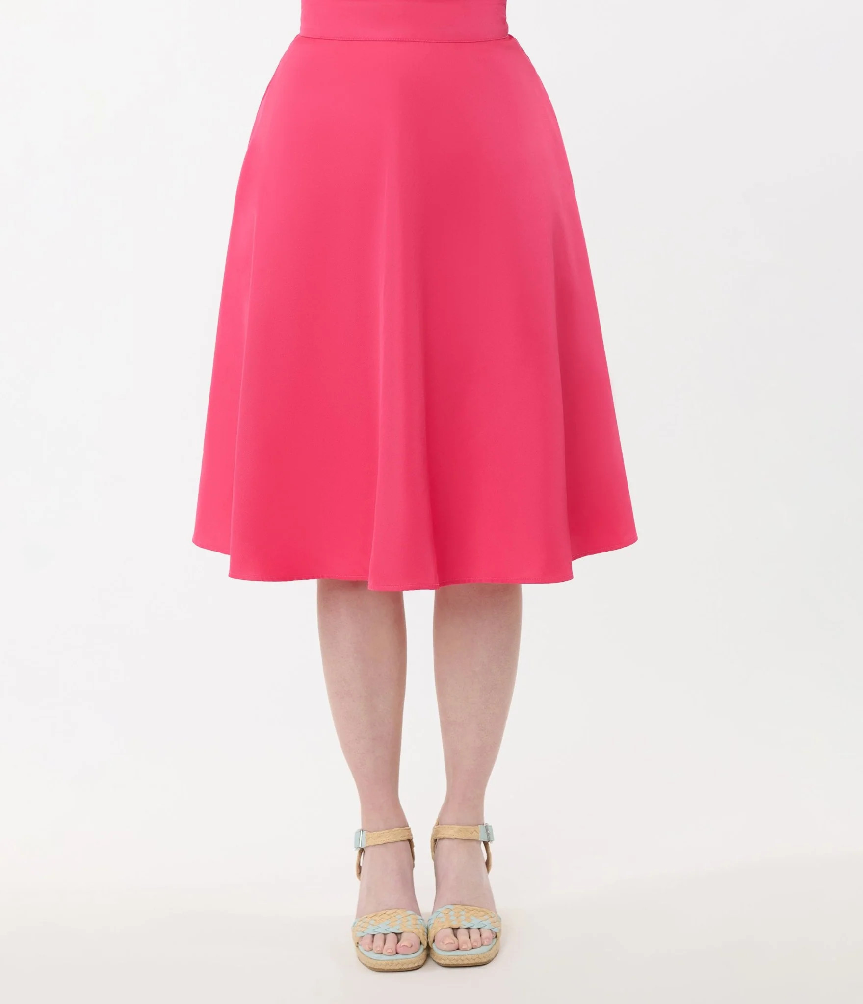 Unique Vintage 1950s Hot Pink High Waist Vivian Swing Skirt | UniqueVintage