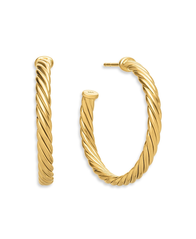 David Yurman Cablespira Hoop Earrings in 18K Yellow Gold, 1in | Bloomingdale's (US)