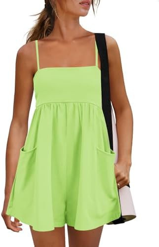 Panadila Womens Summer Rompers Beach Vacation Clothes Spaghetti Strap Short Jumpsuits Square Neck... | Amazon (US)