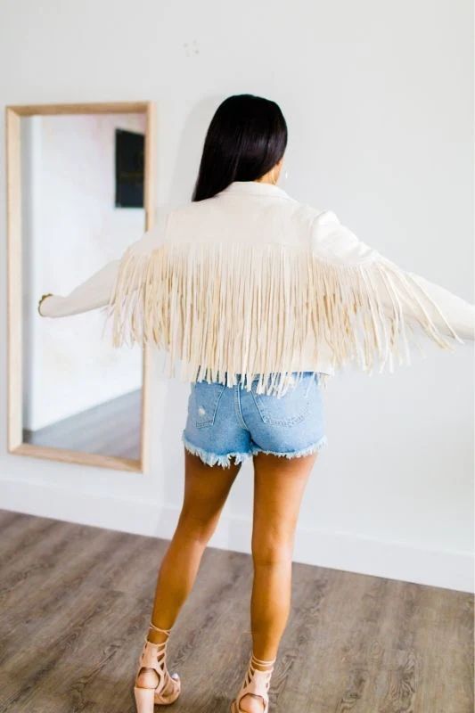 Twist & Shout Fringe Jacket - Ivory | Alexa Reece Boutique