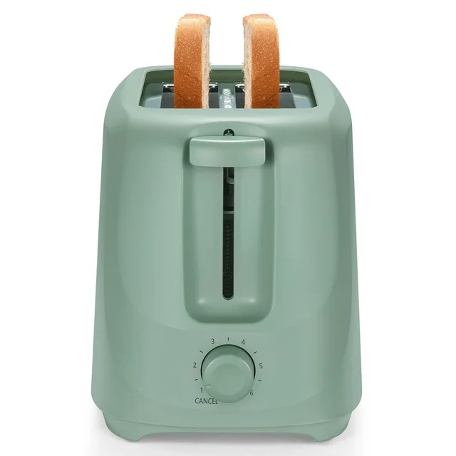 Mainstays 2-Slice Toaster with 6 Shade Settings and Removable Crumb Tray, Sage Green | Walmart (US)