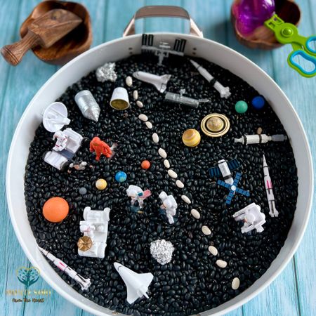 Space Astronauts 🚀 Black Bean Sensory Bin 

#LTKKids #LTKFamily #LTKHome