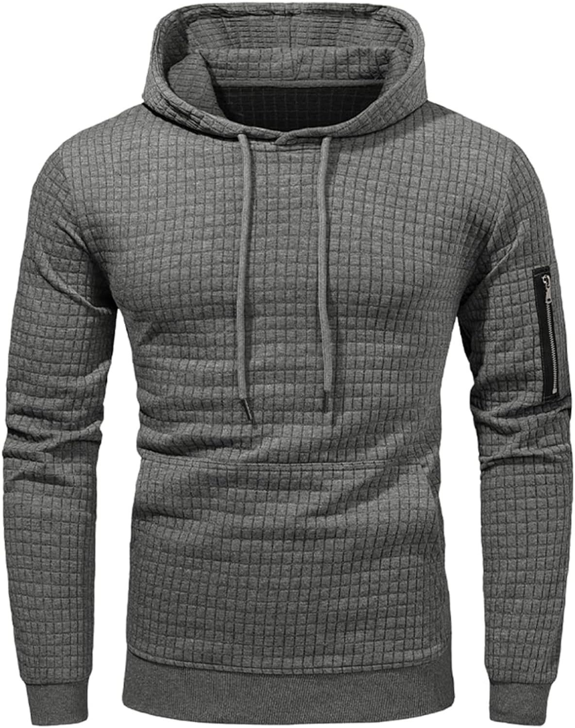 JMIERR Men's Fashion Hoodies Sweatshirt Casual Long Sleeve Drawstring Plaid Jacquard Pullover Hoo... | Amazon (US)