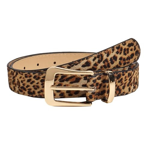 EONTISO Faux Leather Leopard Belt Fashion Gold Buckle Leopard Print Belts for Women, Fashion Gold-1.1" width | Amazon (US)