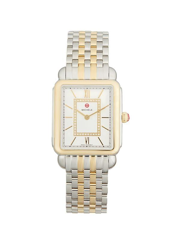 Deco II Stainless Steel, 18K Yellow Gold & Diamond Bracelet Watch | Saks Fifth Avenue OFF 5TH