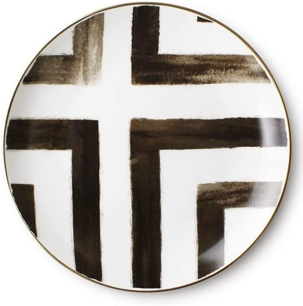 GONG US Bone China Dinner Plate, Nordic Hand-painted Cross Path Striped Ceramic Plate, Household ... | Amazon (US)