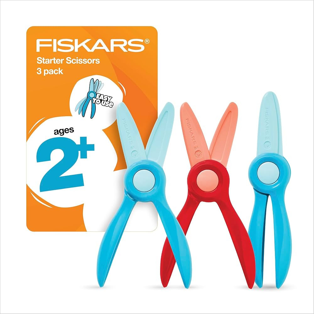 Fiskars Starter Toddler Scissors for Kids Ages 2+ (3-Pack), Small Safety Plastic Scissors, Easy G... | Amazon (US)