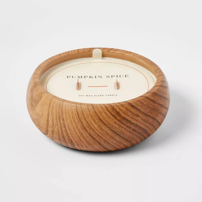 15oz Wood Cement with Wooden Wick Pumpkin Spice Candle - Threshold™ | Target
