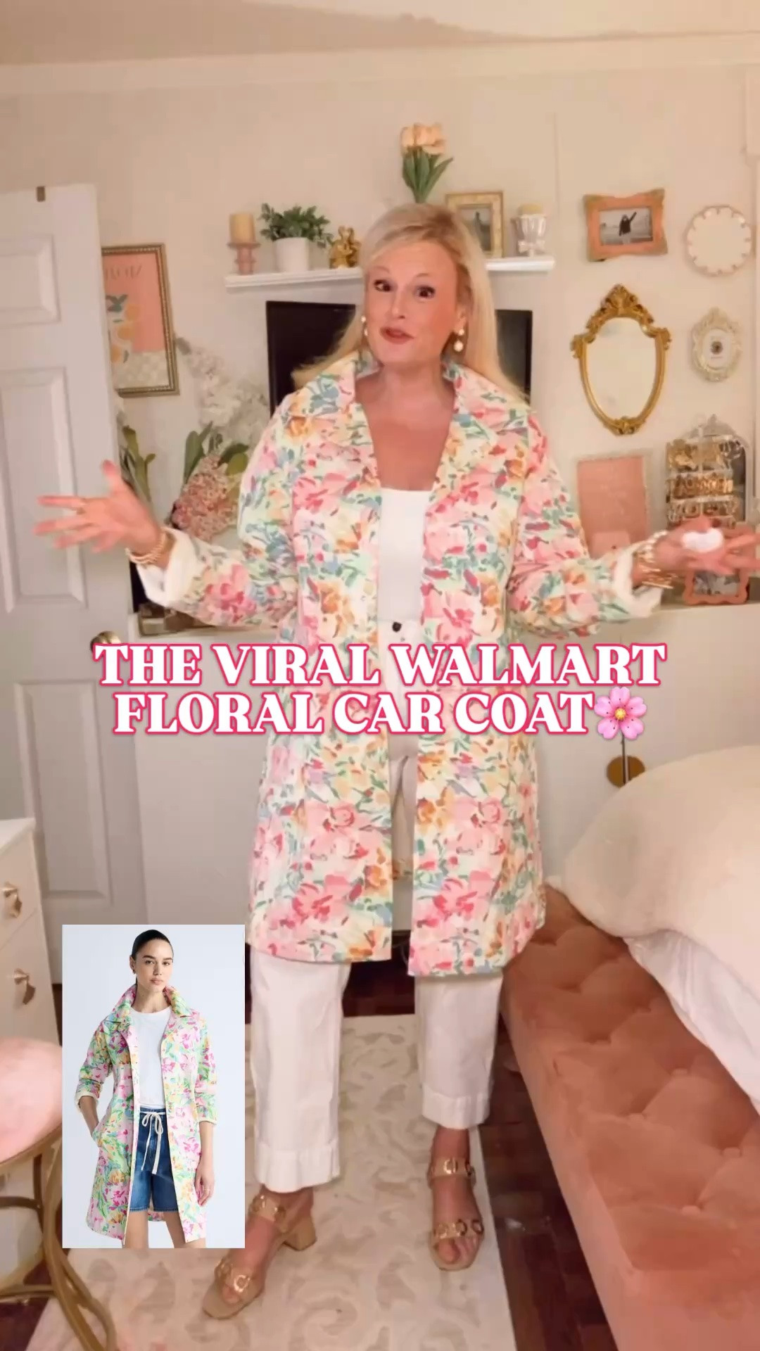 Walmart floral car coat | Lilly Pulitzer look for less | spring statement jacket | Palm Beach style | Walmart fashion find

This Walmart floral car coat is finally back, and it is one of the strongest spring jacket finds if you love colorful Palm Beach style and Lilly Pulitzer inspired pieces for less.

The bright painterly floral print, soft pastel colors, button front, notch collar, side welt pockets, lined interior, lightweight feel, and mid-thigh car coat length make it look so much more elevated than the Walmart price point. It has that cheerful designer-inspired spring outfit energy that instantly makes jeans, white pants, simple tees, sundresses, and vacation outfits feel finished.

Fit note: this runs generous. I’m a true medium and sized down to a small with plenty of room. Available in sizes XS-4X.

The fabric is 98% cotton and 2% spandex, so it has that structured-but-wearable feel that works for spring layering without feeling heavy. This is the piece to throw on for brunch, church, garden parties, lunch dates, school events, casual work outfits, spring vacations, Easter season, baby showers, bridal showers, and everyday outfits when you want the jacket to be the moment.

If you missed it when it sold out the first time, this is the restock I would check quickly. These viral Walmart pieces tend to disappear once the Lilly Pulitzer look for less shoppers find them again.

Walmart floral car coat, Walmart floral jacket, Walmart spring jacket, floral jacket women, floral coat women, spring coat women, spring jacket women, Lilly Pulitzer look for less, Lilly Pulitzer inspired jacket, Palm Beach style, preppy spring outfit, colorful spring outfit, statement jacket women, Free Assembly jacket, Walmart fashion finds, Walmart outfit ideas, spring outfits women, garden party outfit, brunch outfit, vacation outfit, designer look for less

#LTKFindsUnder100 #LillyPulitzer #LookForLess #GoingViral #CarCoat #WalmartStyle #WalmartFinds

#LTKWorkwear #LTKOver40 #LTKSeasonal