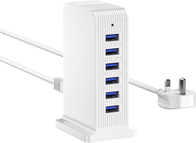 Qurzou 25W USB Charging Station, Multi USB Charger Tower for iPhone 14/14 Pro/15/15 Pro, Samsung,... | Amazon (UK)