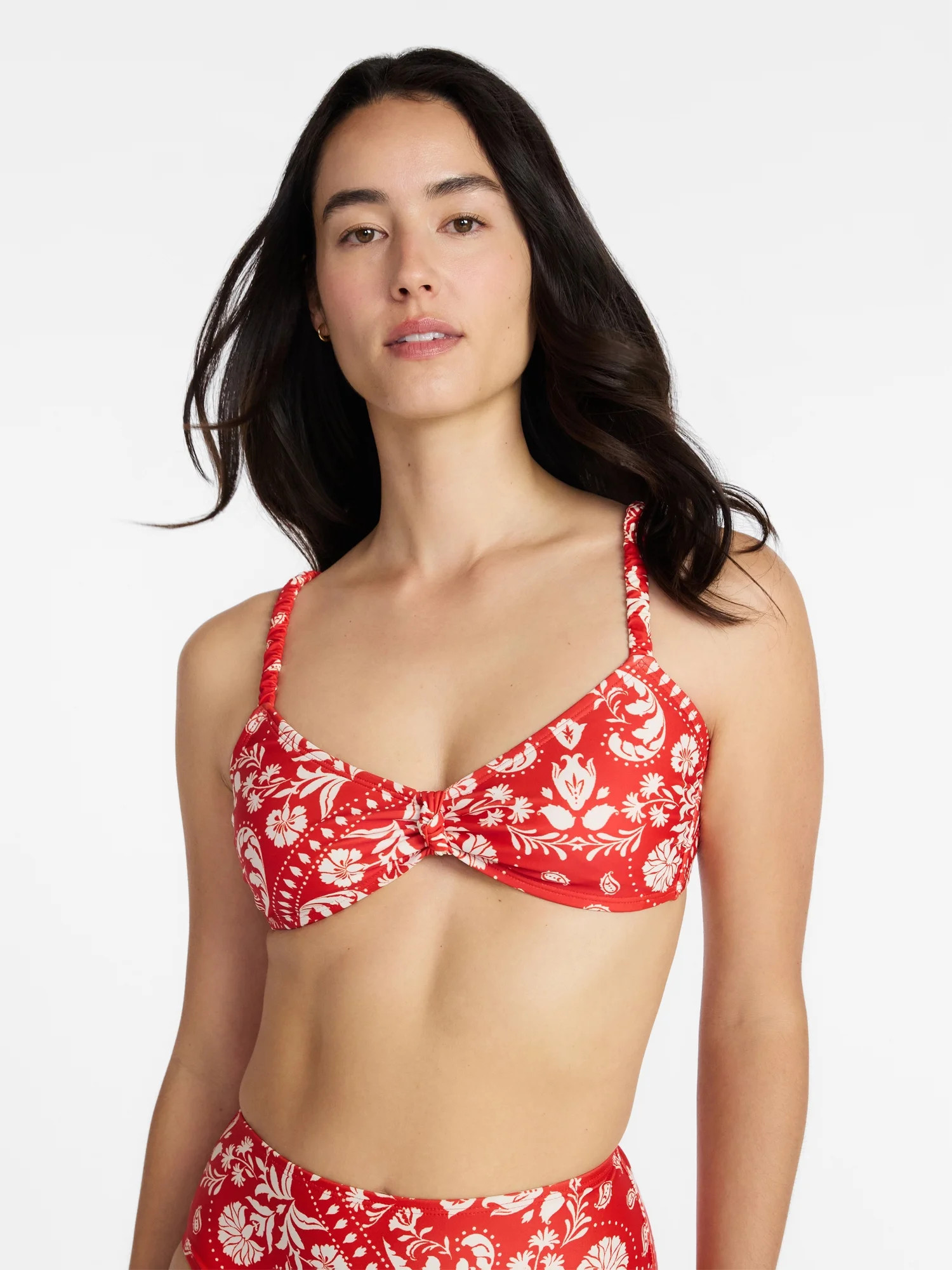 Time and Tru Women's and Women's Plus Knot Front Bralette Bikini Top, Sizes XS-3X | Walmart (US)