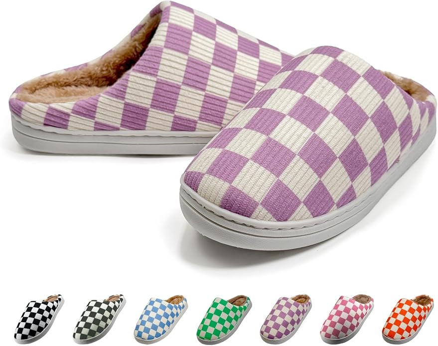 Checkered Slippers for Women Men Memory Foam Slippers for Womens Checkered Slippers Casual Soft W... | Amazon (US)