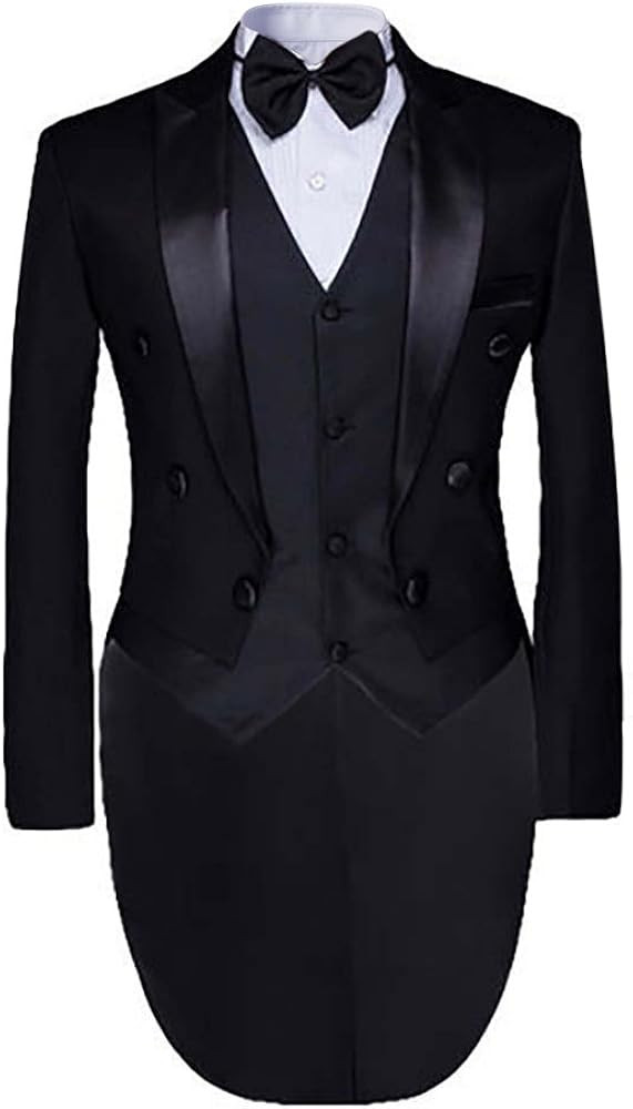 Cloudstyle Men's Tailcoat Formal Slim Fit 3-Piece Suit Dinner Jacket Swallow-Tailed Coat | Amazon (US)