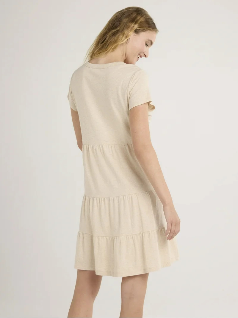 Time and Tru Women's Tiered Cotton Knit Dress, XS-XXXL - Walmart.com | Walmart (US)