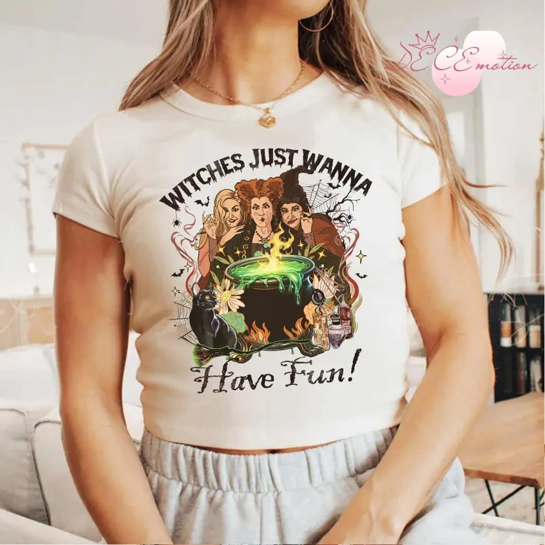 It's Just a Bunch of Hocus Pocus Baby Tee Crop Top Tank, The Sanderson Sisters Halloween Disney G... | Etsy (US)
