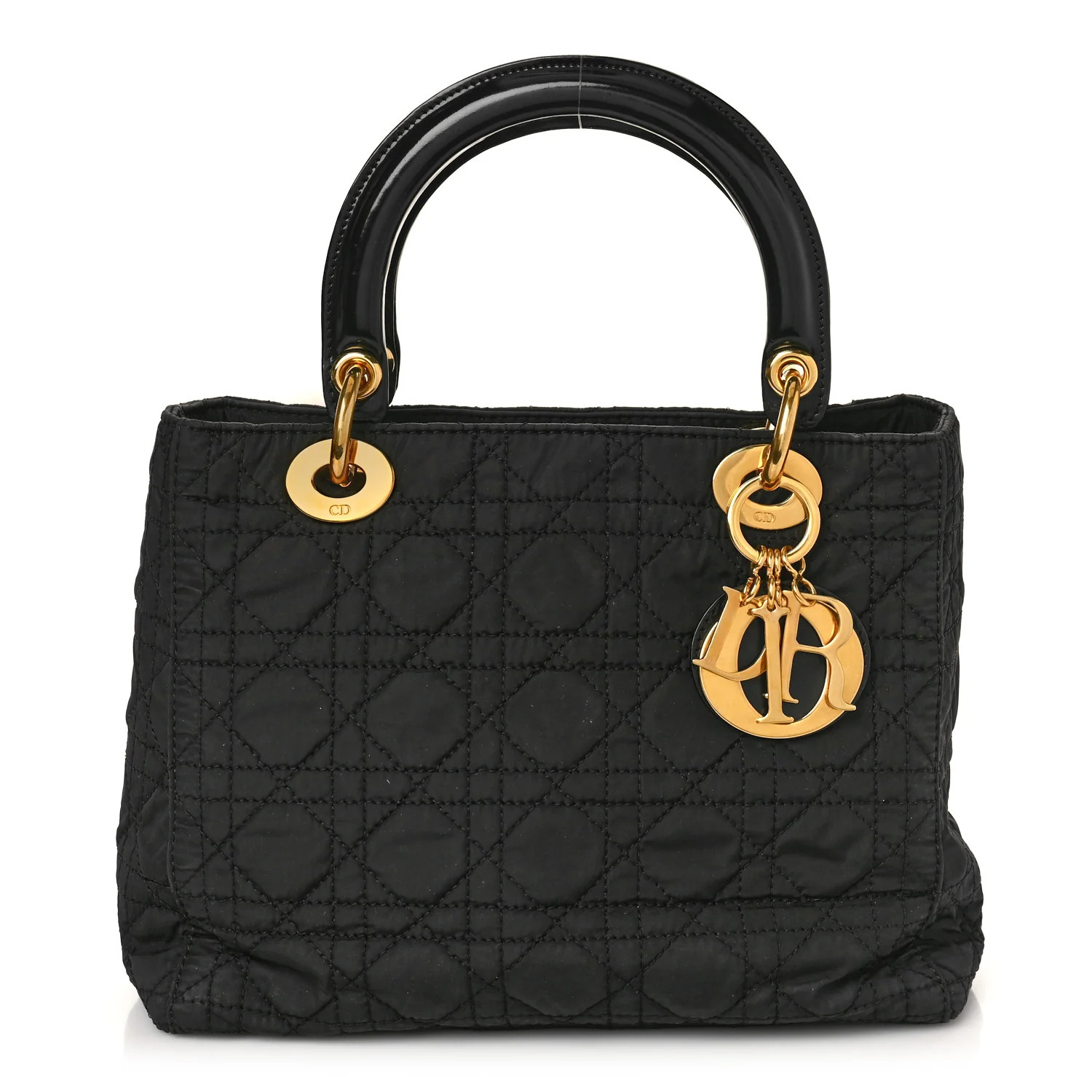 Nylon Cannage Medium Lady Dior Black | FASHIONPHILE (US)