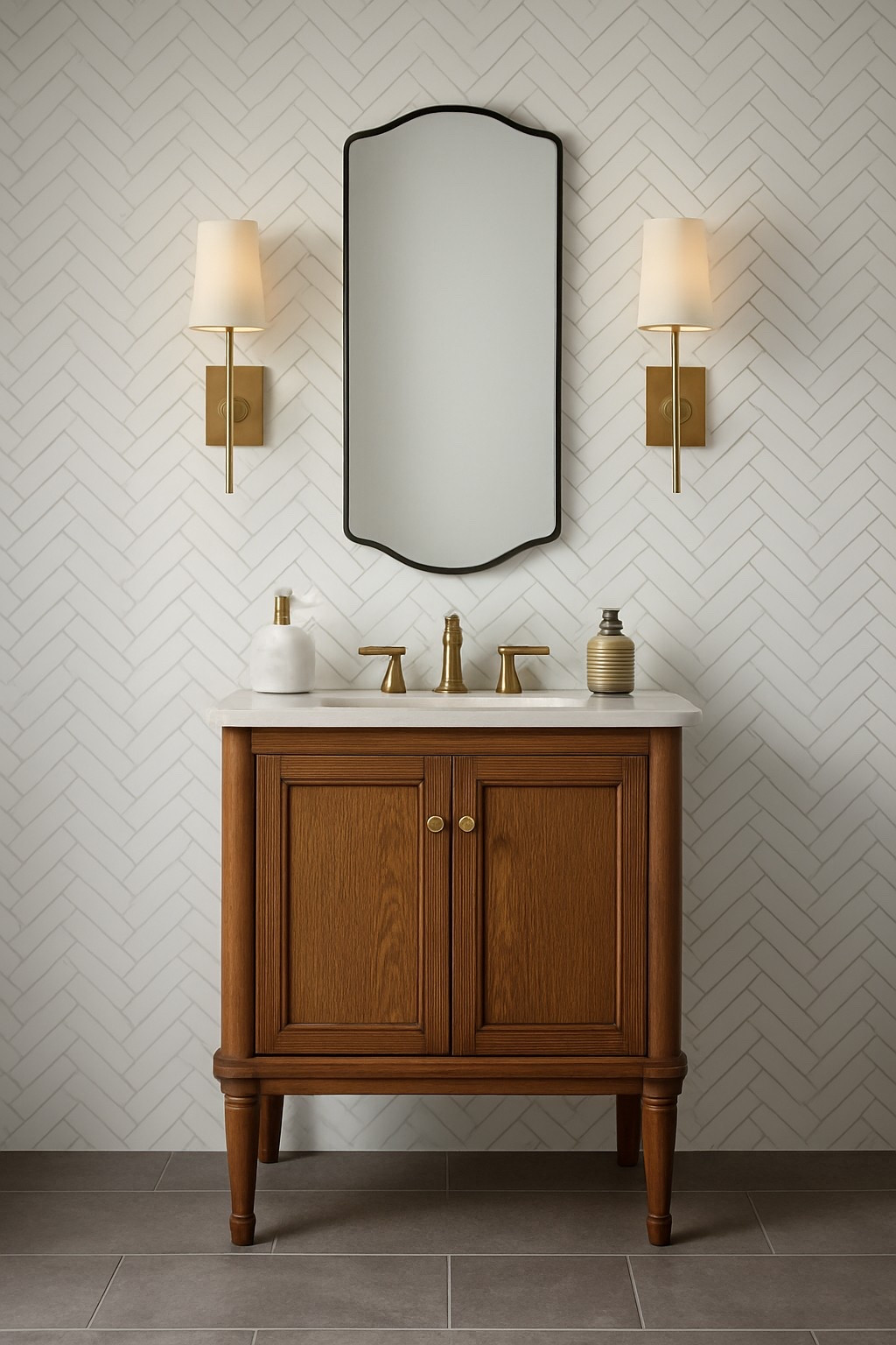 Bathroom design | bathroom tile | bathroom mirror | bathroom sconces | bathroom vanity 

#LTKHome