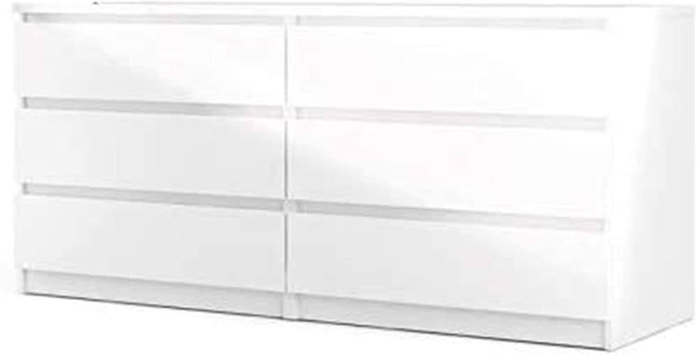 Tvilum Scottsdale 6 Drawer Double Dresser, White High Gloss | Amazon (US)