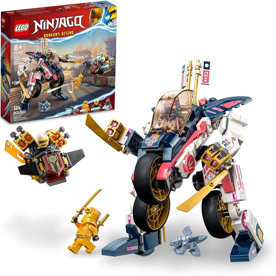 LEGO NINJAGO Sora’s Transforming Mech Bike Racer 71792 Ninja Toy Building Set for Kids, Featuri... | Amazon (US)