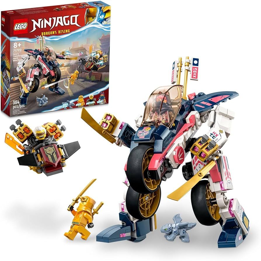 LEGO NINJAGO Sora’s Transforming Mech Bike Racer 71792 Ninja Toy Building Set for Kids, Featuri... | Amazon (US)