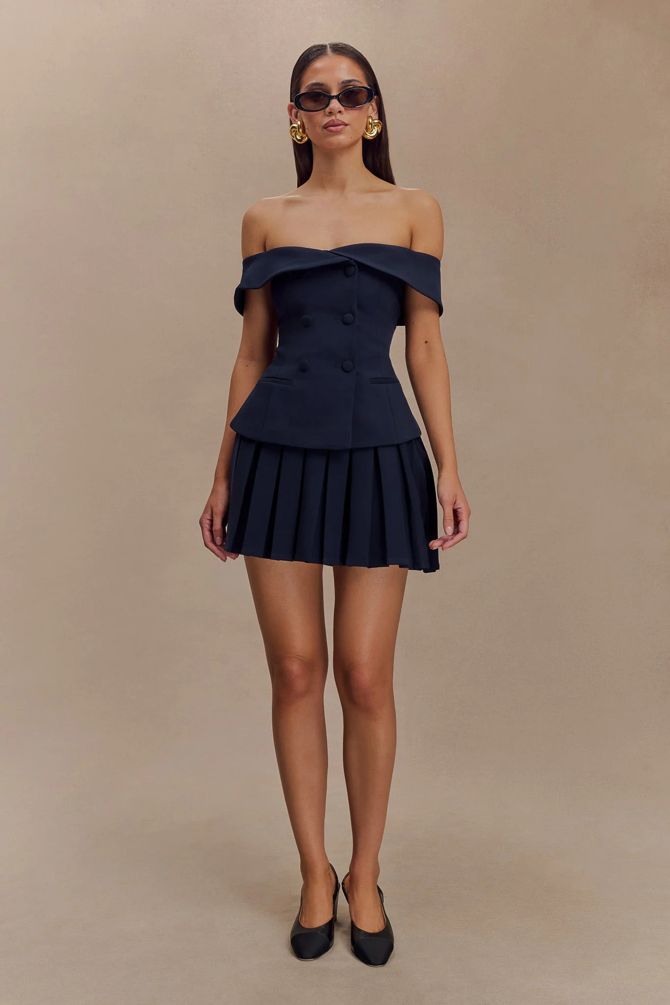 Krista Strapless Suiting Top - Navy | MESHKI US