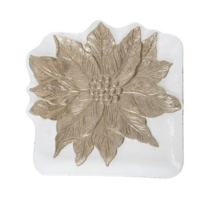 Gallerie II Poinsettia 100% Glass Square Christmas Plate Tray 13" | Target