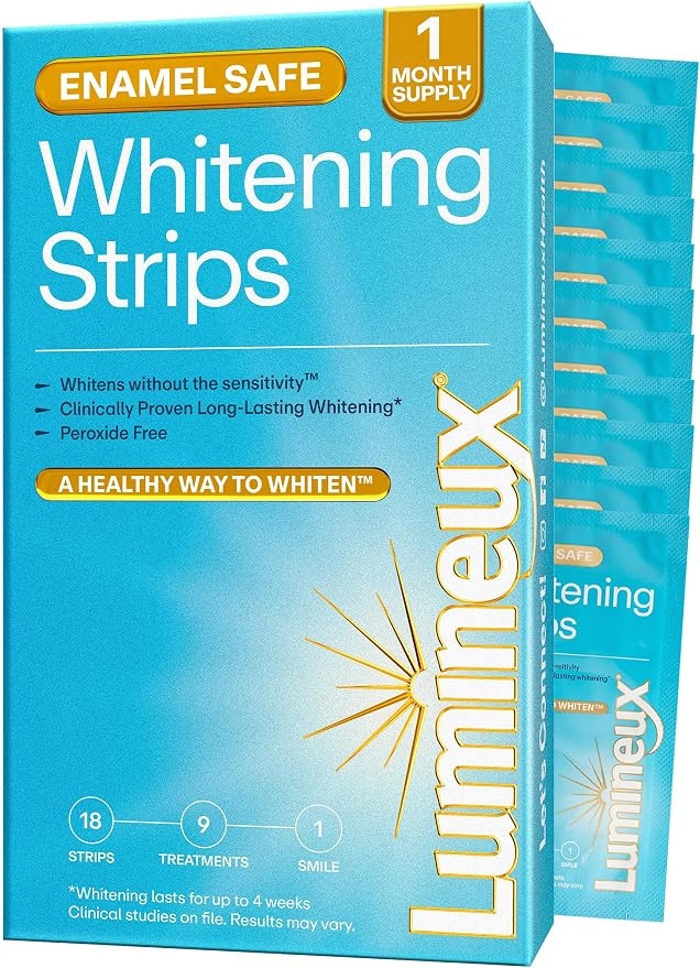 Lumineux Teeth Whitening Strips, Peroxide Free, 9 Treatments (1 Month) | Amazon (US)