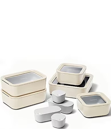 Caraway Ceramic-Coated Glass Food Storage Set - Cream | Dillard's