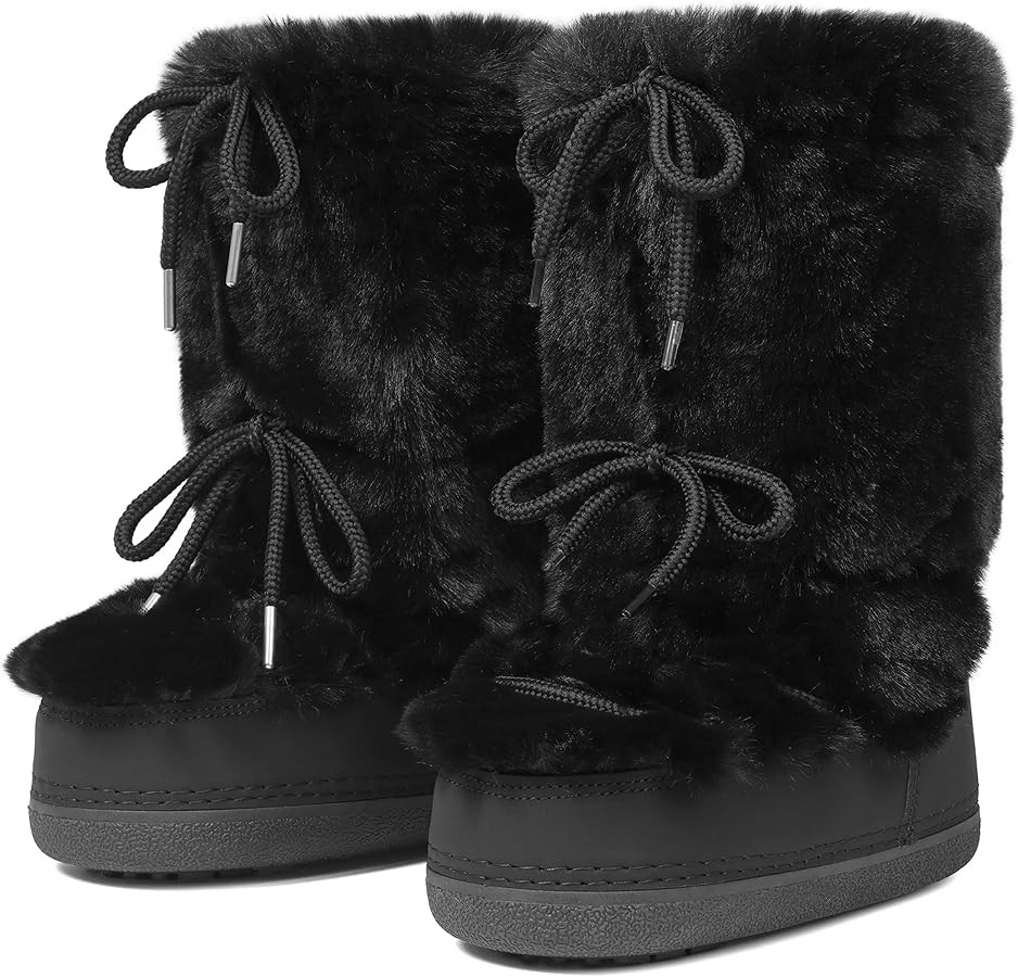CELNEPHO Fur Boots Comfortable Winter Boots for Women Fuzzy Boots Mid Calf Anti-Slip Rubber Sole ... | Amazon (US)