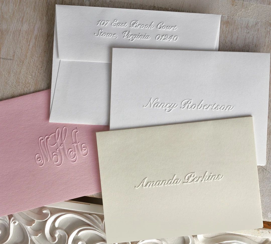 Embossed Note Cards  Emboss Monogram  Wedding Thank You - Etsy | Etsy (US)