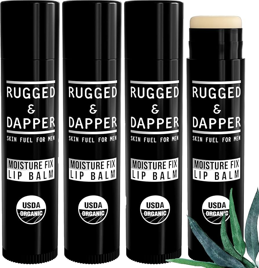 RUGGED & DAPPER Lip Balm for Men | Certified Organic + Natural Ingredients | 4-Pack Set Protects ... | Amazon (US)