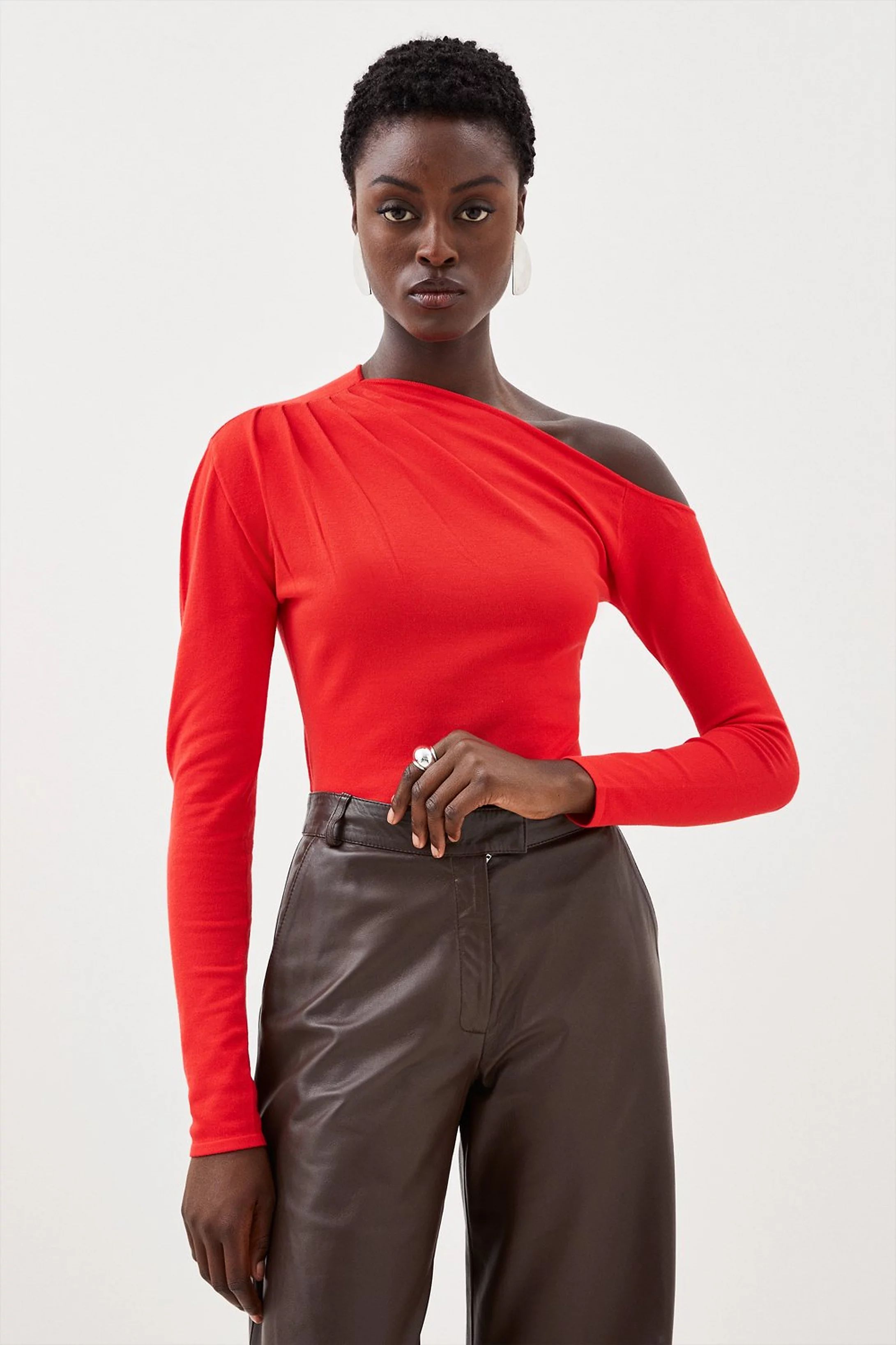 Viscose Blend Asymmetric Sweater | Karen Millen US