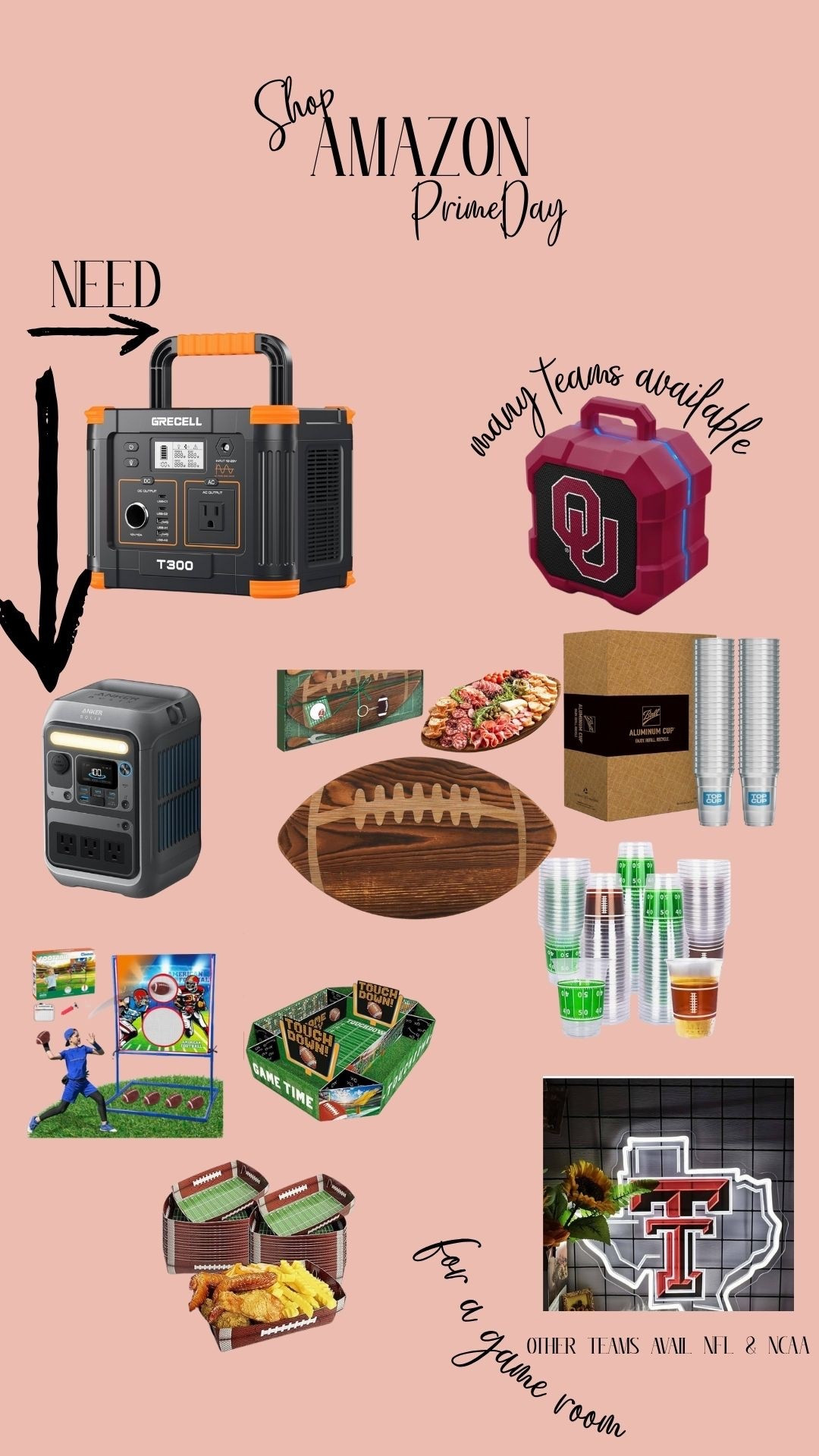 Okay! My Prime Day Tailgate/Homegate edition. These will get you started to have a fun on-theme party. All logo items come in other teams. Power banks are always a necessity if you tailgate and I need that neon sign for the game room. 

#LTKSaleAlert #LTKSeasonal #LTKHome