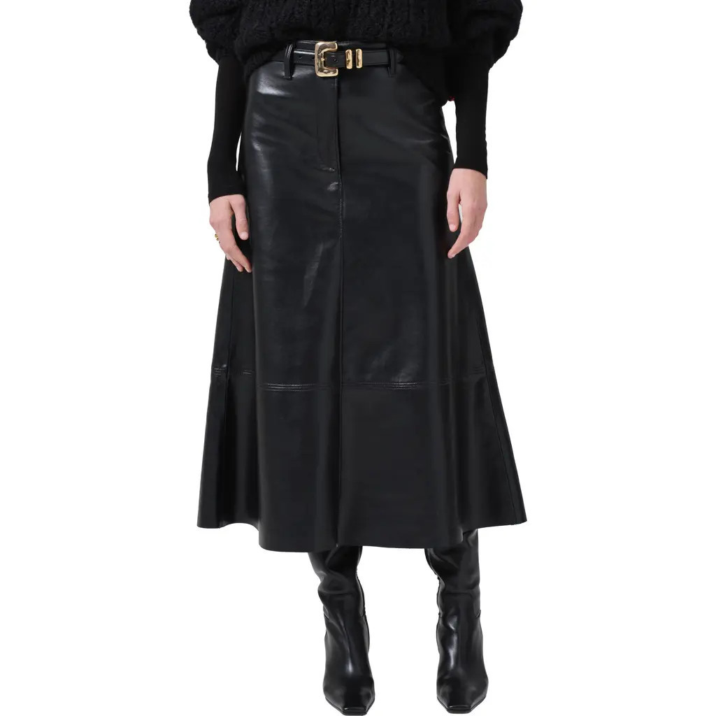 Citizens of Humanity Cassia Faux Leather Midi A-Line Skirt in Black at Nordstrom, Size 26 | Nordstrom