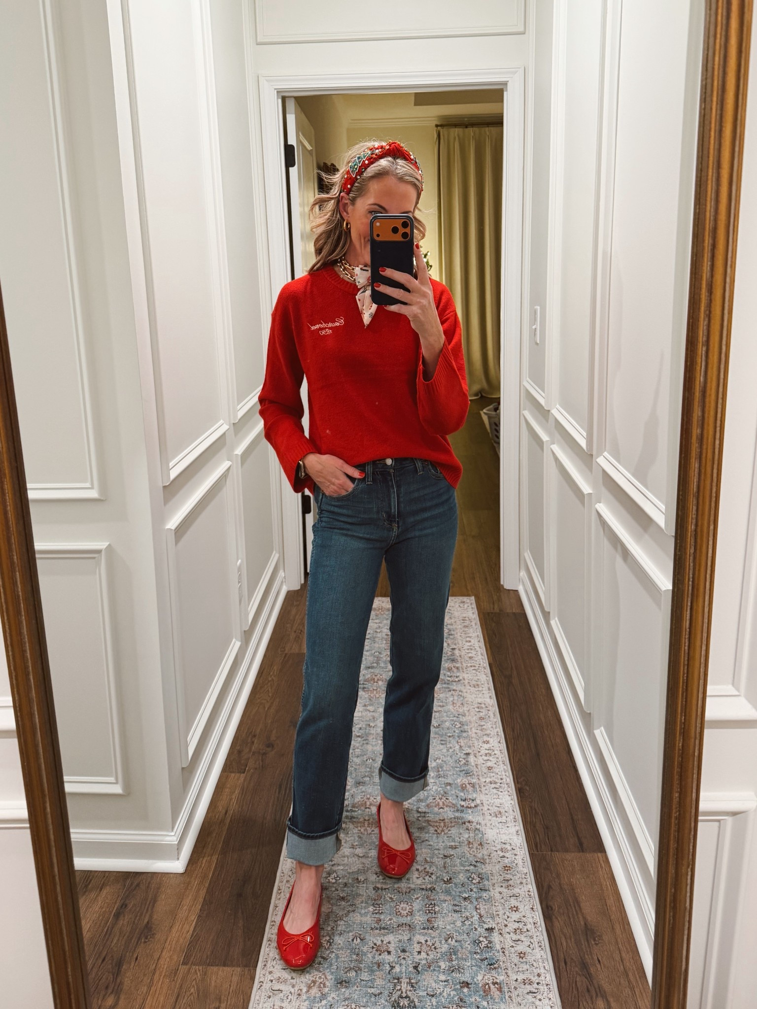 🎶 We wish you a Merry Christmas… and a very happy Christmas break 🎶 We made it to Friday — the last day before Christmas break, and if you know, you know. One last party. One last hug. One last jingle down the hallway… and then teachers everywhere can finally exhale. Sharing what I’m wearing to school today because it’s comfy, cute, and classroom-approved: Steal my school-day style linked Comment TARGET and I’ll send everything linked. 🎄

• Target Universal Thread high-rise straight jeans — on sale for $22 (rolled cuff, wearing size 2)
• Cozy long-sleeve sweater — $24 on sale, soft and easy (size small) 
• Finished with a festive Amazon Christmas scarf for a little extra holiday cheer (lots of options on Amazon) 

Teacher comfy meets Christmas cute — and we are officially ready to sleigh this break.

#LTKdayinmylife #LTKootd #LTKHoliday