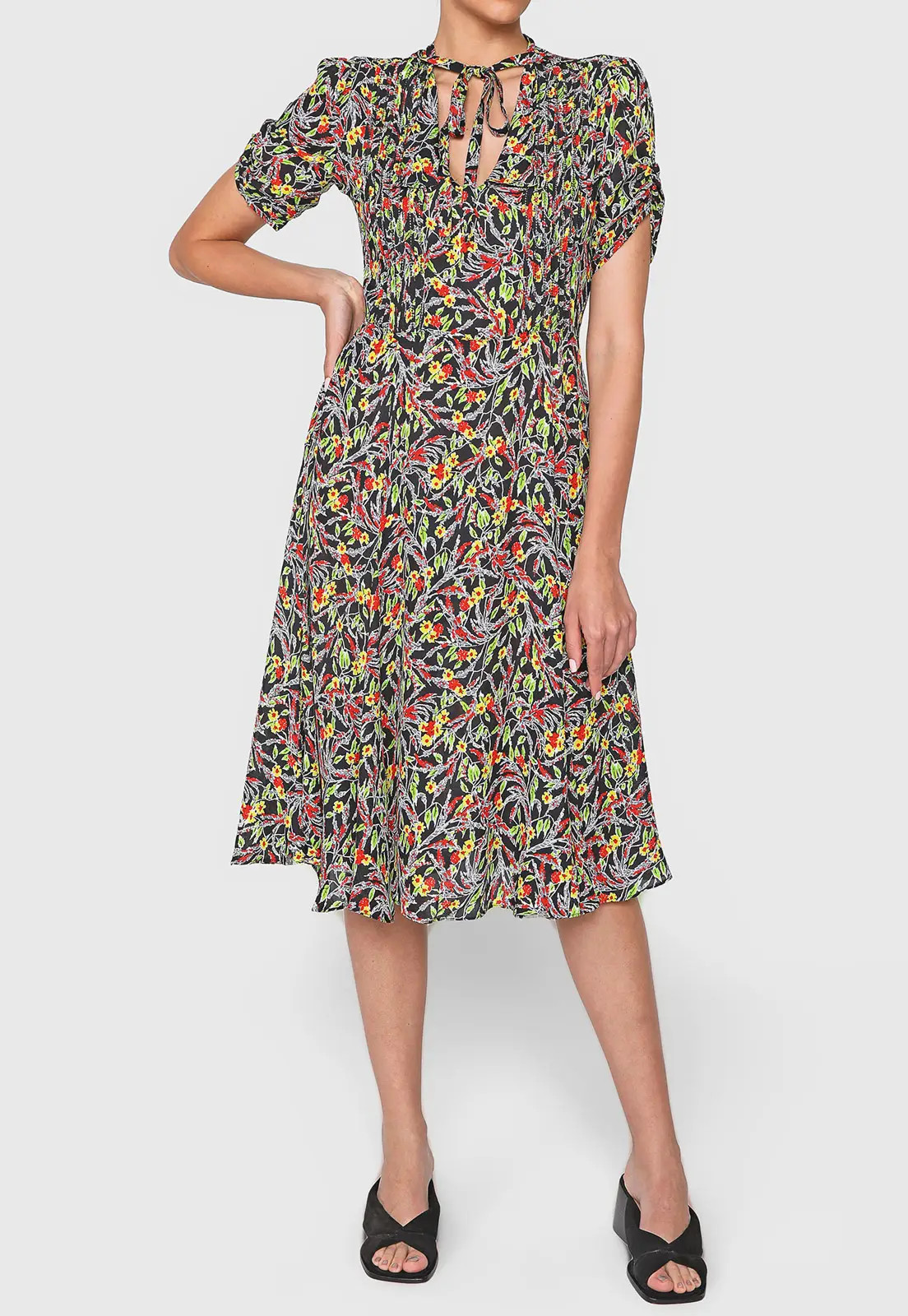 Vestido Polo Ralph Lauren Midi Floral Preto | Dafiti (BR)