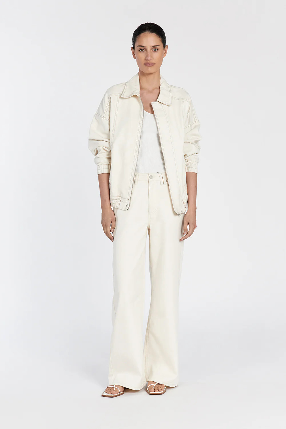 MABEL CREAM DENIM BOMBER JACKET | DISSH