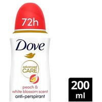 Dove Advanced Care Go Fresh Antiperspirant Deodorant Peach & White Blossom 200ml | Boots.com