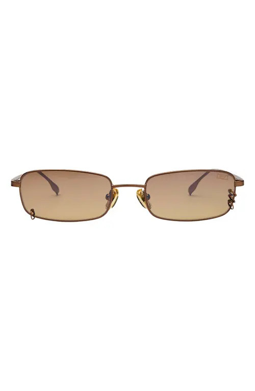 DEZI Hooked 54mm Rectangular Sunglasses in Chocolate /Amber Faded Flash at Nordstrom | Nordstrom