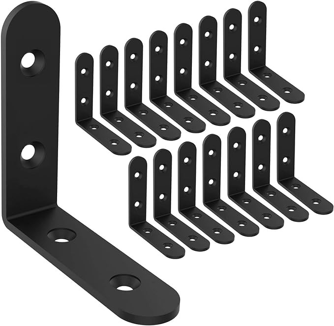 Shelf Brackets Corner Brace Black Steel L Brackets for Shelves Decorative Wall Mount Joint Angle ... | Amazon (US)