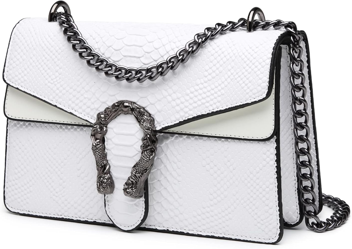 MYHOZEE Crossbody Bags for Women - Snake Printed Clutch Purses Leather Chain Shoulder Bags Evenin... | Amazon (US)