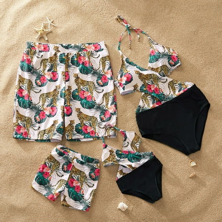 PatPat Floral and Leopard Family Swimsuits Girl Boy Women Men Swimwear | Walmart (US)