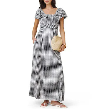 Splendid Gigi Gingham Square Neck Puff Sleeve Dress - XS | Dillard's
