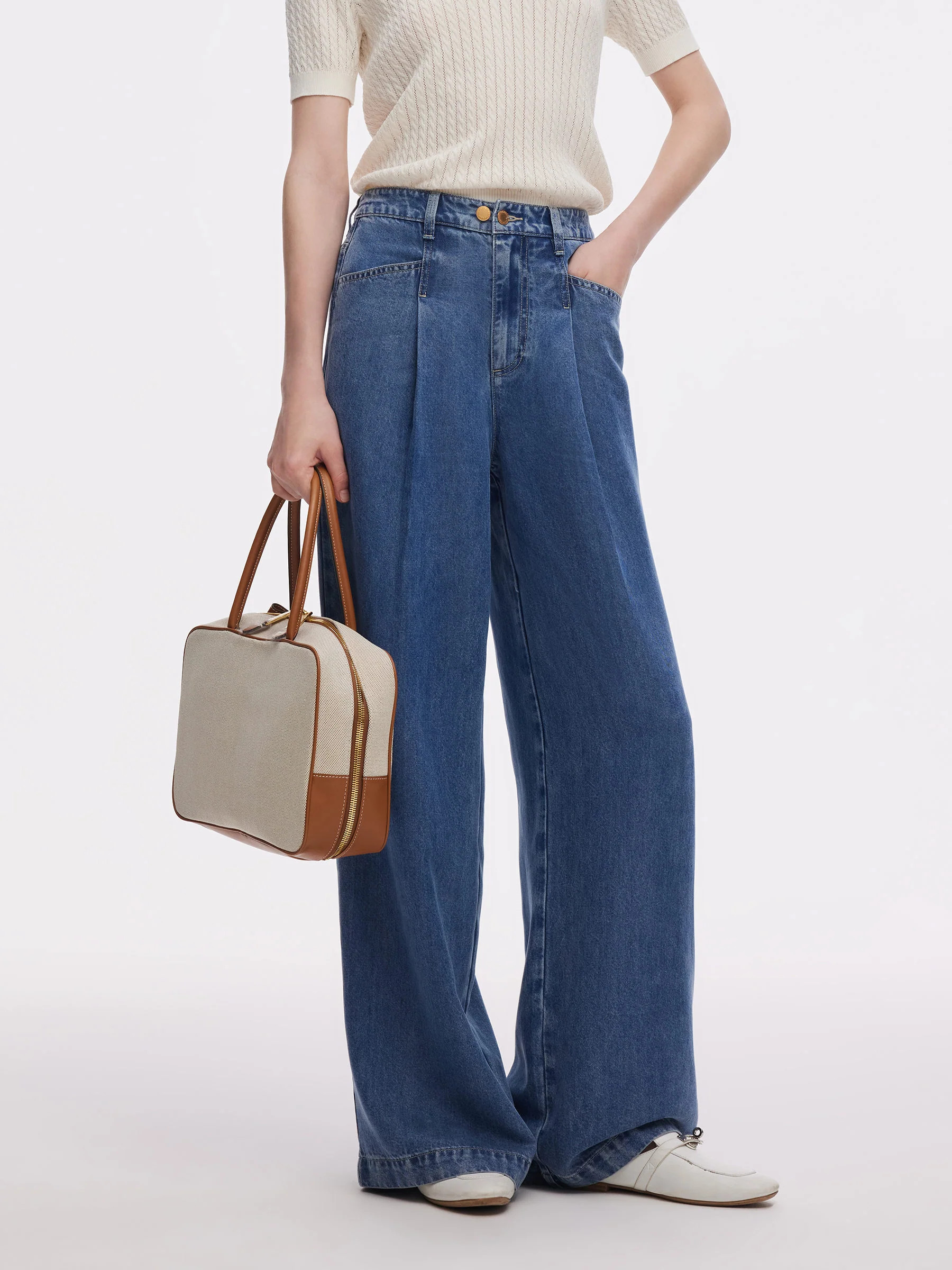 100% Tencel Denim Women Adjustable Waist Jeans | GOELIA