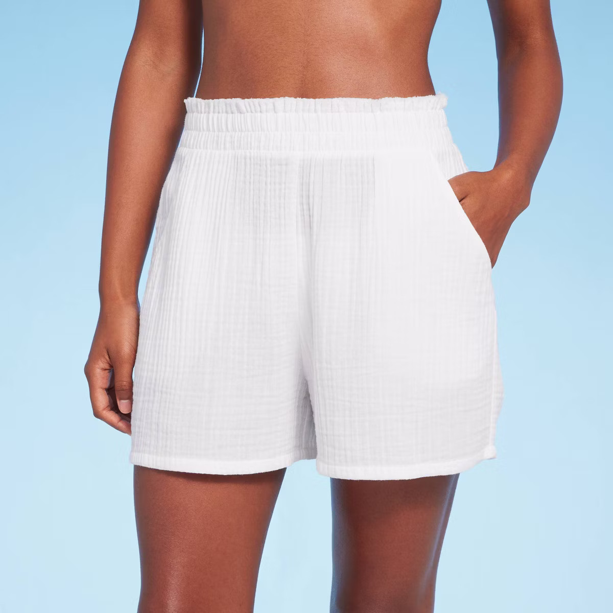 Women's Pull-On Frayed Hem Cover Up Shorts - Shade & Shore™ | Target