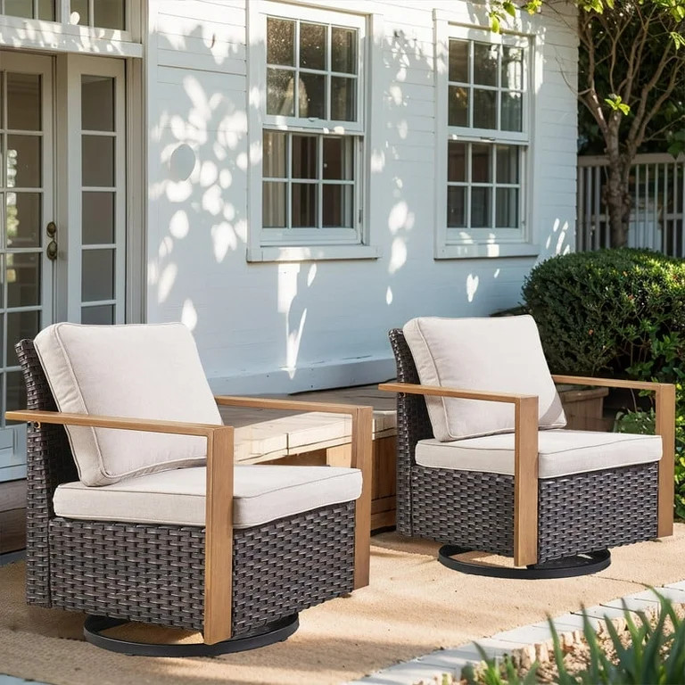 Gymojoy Outdoor Swivel Rocker Patio Chairs Set of 2,Heavy Duty Swivel Rocking Patio Chairs with M... | Walmart (US)