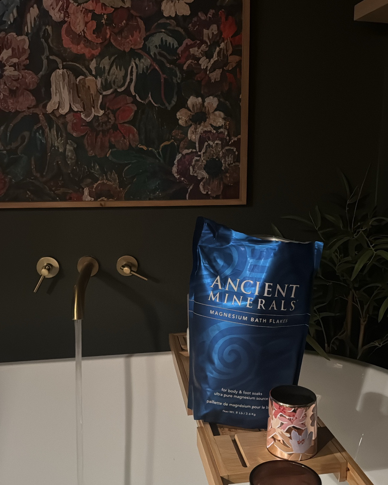 magnesium baths 👌🏻 these flakes fully dissolve and make the water soft and my skin feels softer too 🙂‍↕️
I use 3/4 cups per bath 