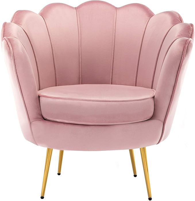 Mid Century Modern Upholstered Accent Chair,Retro Leisure Velvet Single Sofa with Golden Metal Le... | Amazon (US)