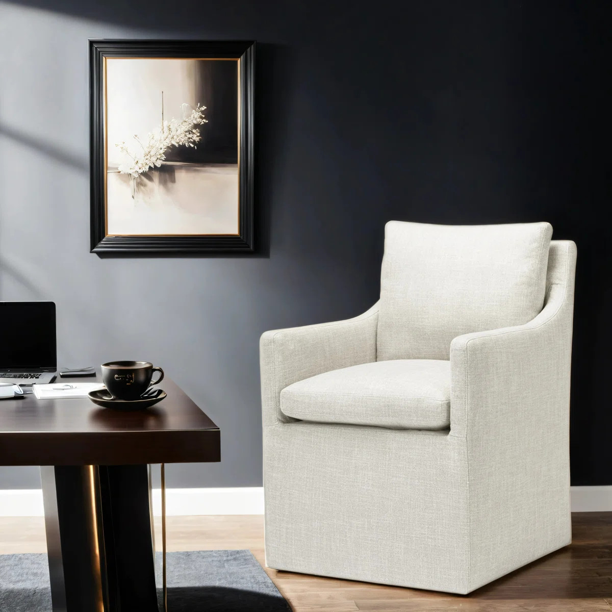 Altaneca 24" W Linen Upholstered Down Fill Desk Chair | Wayfair North America